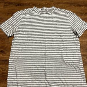 Calvin Klein White and Gray Striped Tee